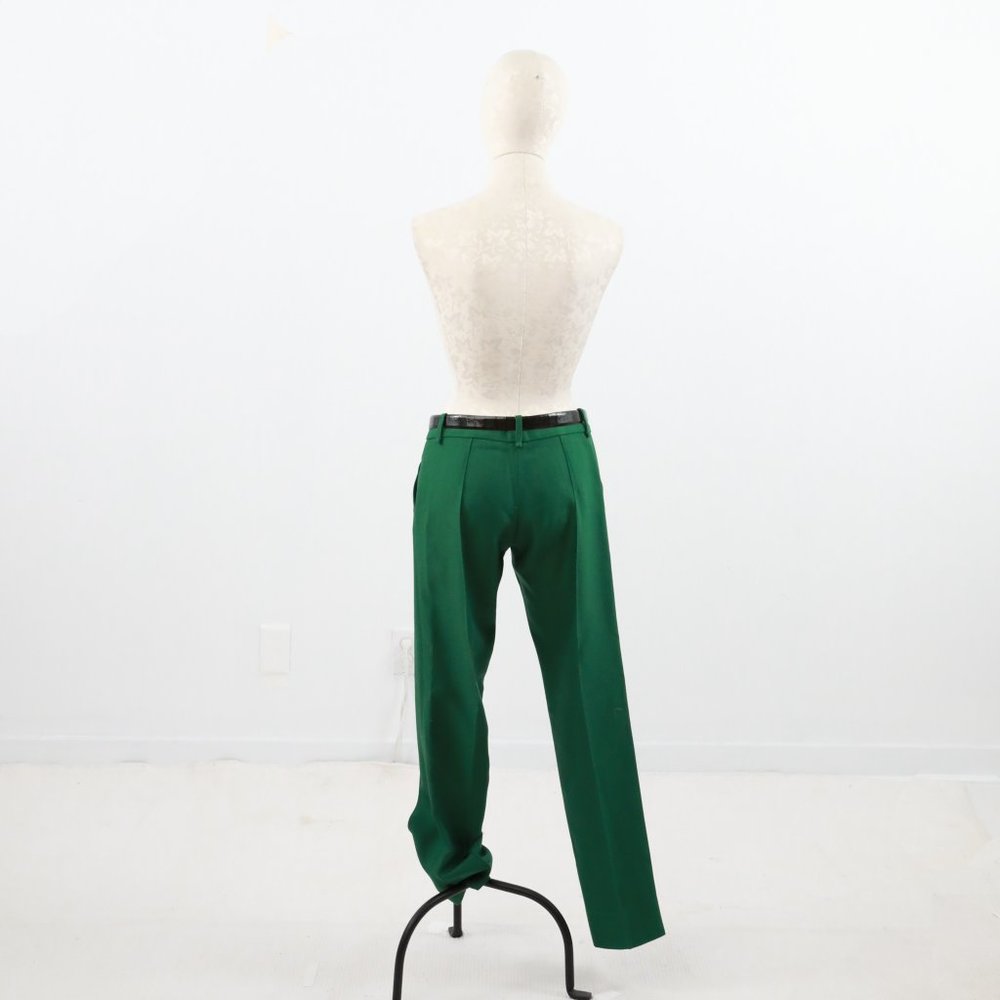 Runway Oscar De La Renta Pants 8 Wool Trousers Green Christmas Holiday Party - Picture 5 of 9
